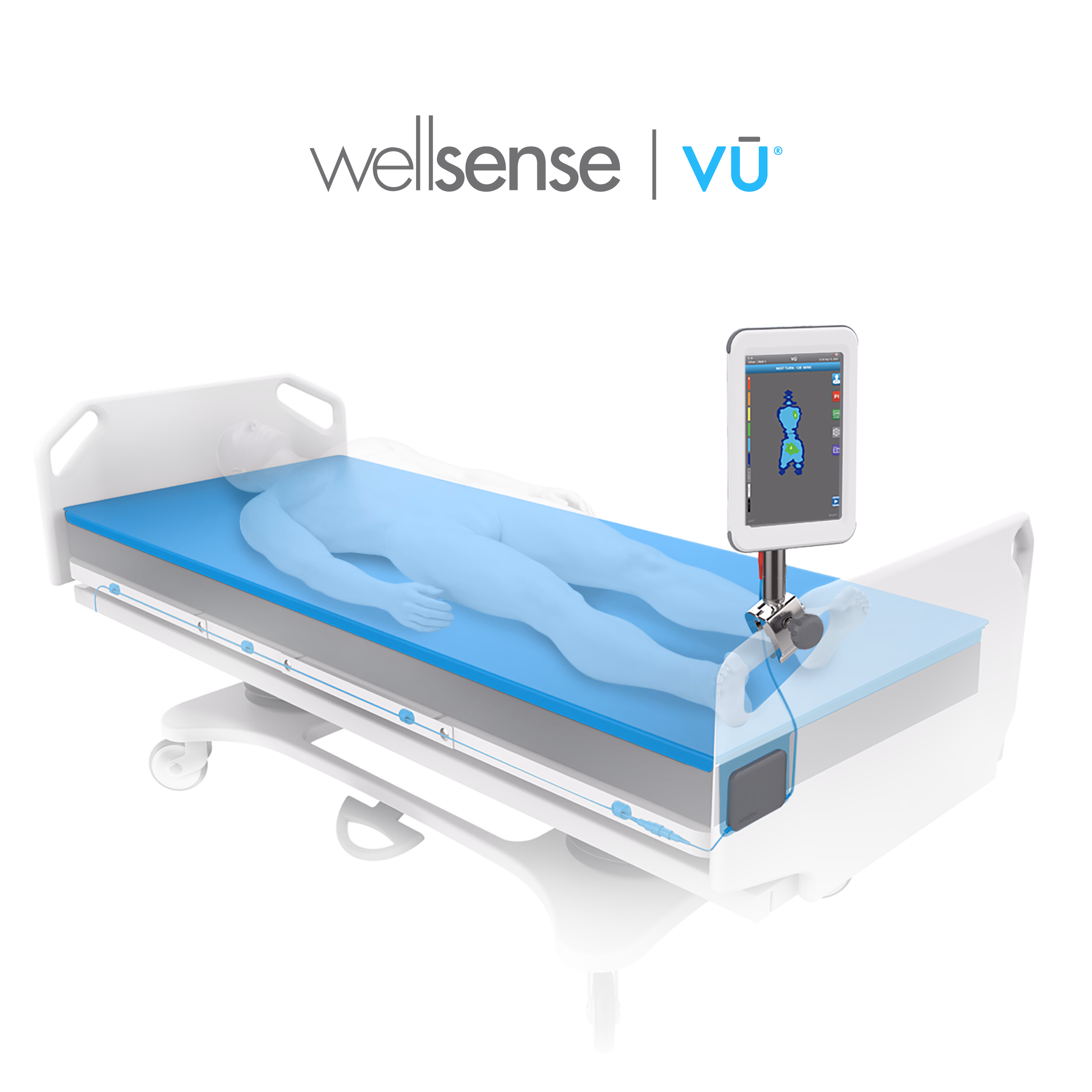Wellsense VŪ mat and display on a hospital bed