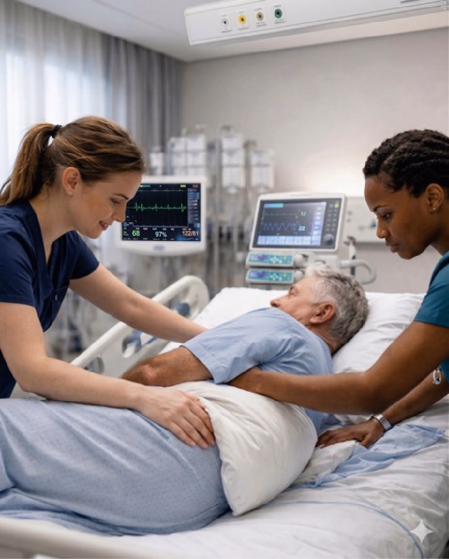 Nurses turning a patient